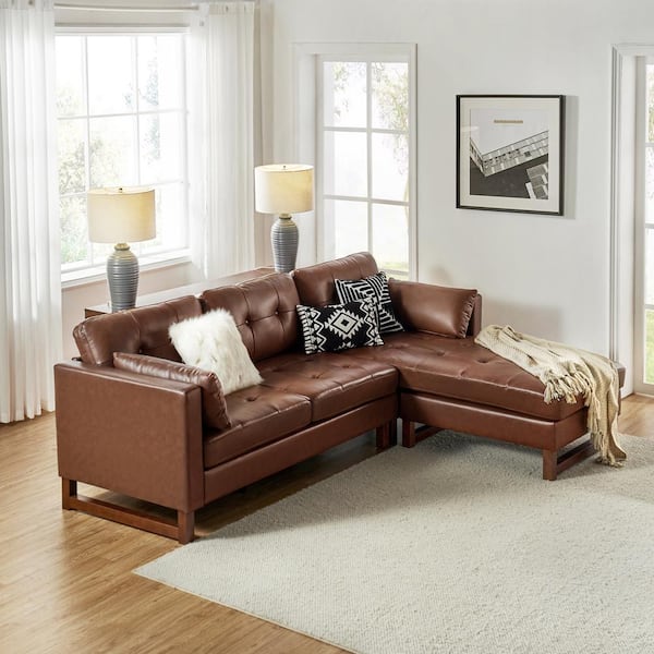 Leather reversible deals sectional