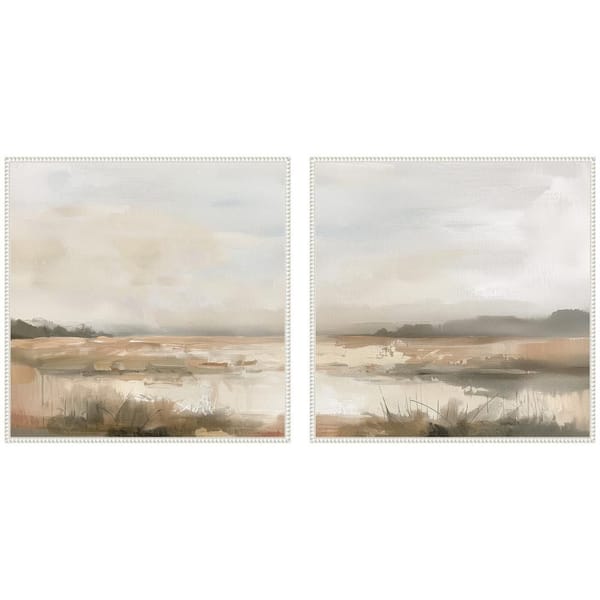 2 Piece Sylvie "Neutral Abstract" by The Creative Bunch Studio Landscape Framed Art Print Set 30 in. x 30 in.