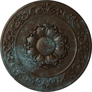 27-3/4" x 2" Sydney Urethane Ceiling Medallion (Fits Canopies up to 5-3/4"), Hand-Painted Bronze Blue Patina