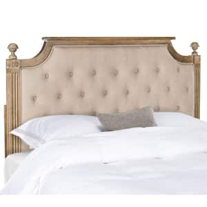 White/Beige Queen Upholstered Headboard