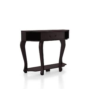 Colle 41.54 in. Espresso Specialty Particle Board Console Table with 1 Drawer and 1 Shelf