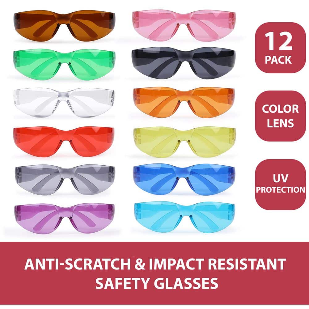 BISON LIFE Safety Glasses, Polycarbonate Lens, Full Color Variety