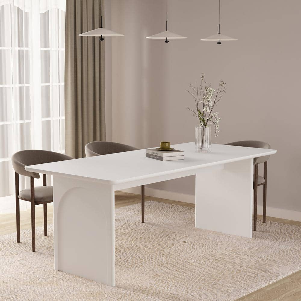 Ella 78.7" Pure White Composite Rectangular Dining Table