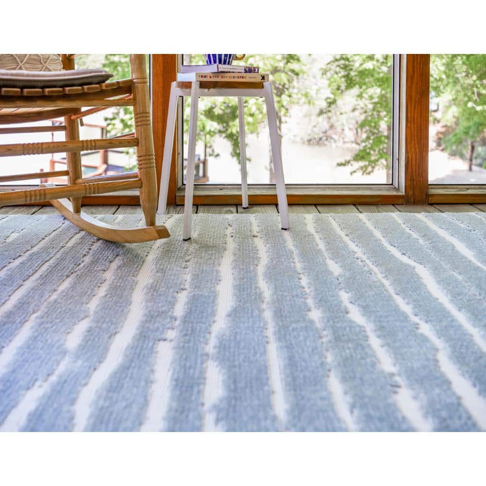 Light Blue Rectangular Synthetic Outdoor Area Rug