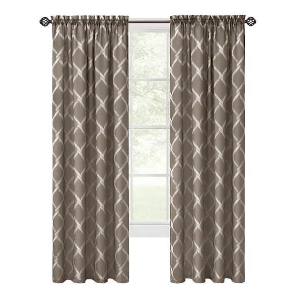 ACHIM Bombay 52 in. W x 63 in. L Polyester Light Filtering Curtain Panel in Brown