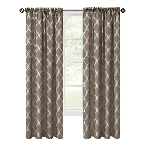 ACHIM Bombay 52 in. W x 84 in. L Polyester Light Filtering Curtain Panel in Brown