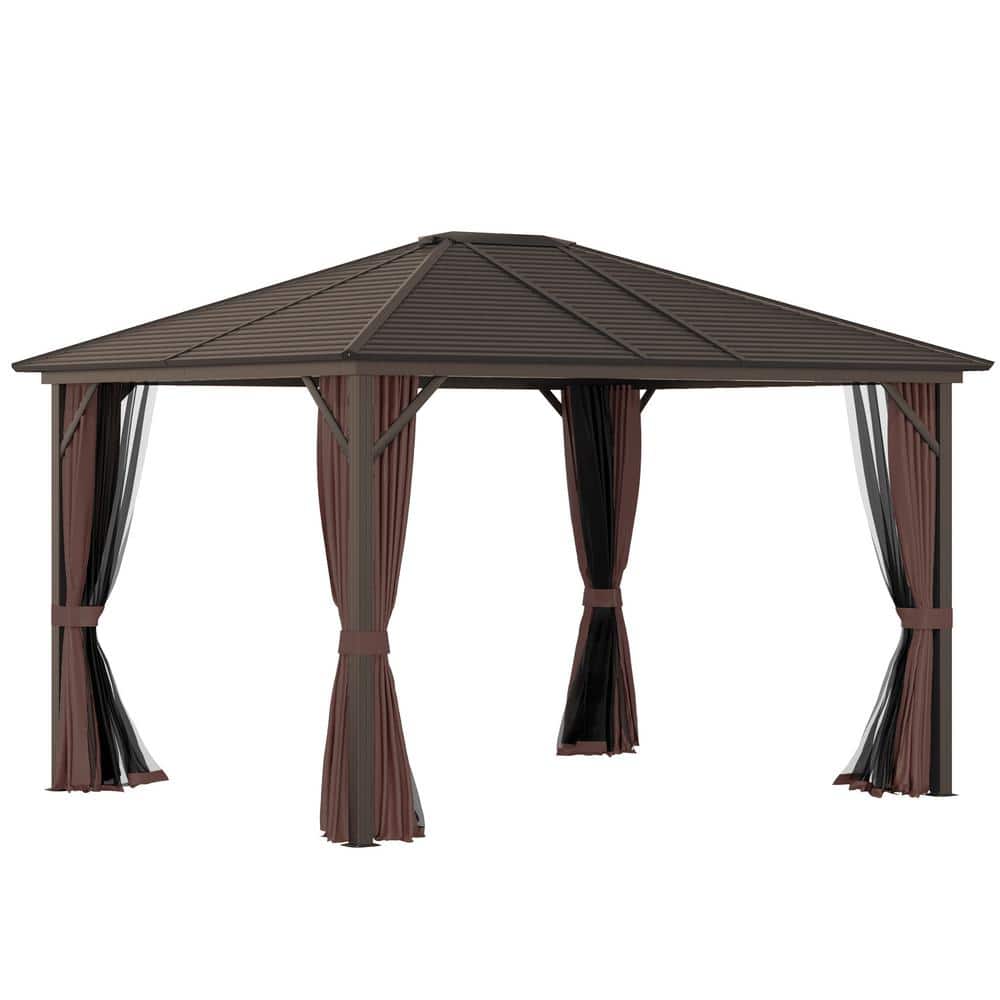 Outsunny 12 ft. x 10 ft. Steel Hardtop Canopy Gazebo with Outsunny 12 ft. x 10 ft. Steel Hardtop Canopy Gazebo with