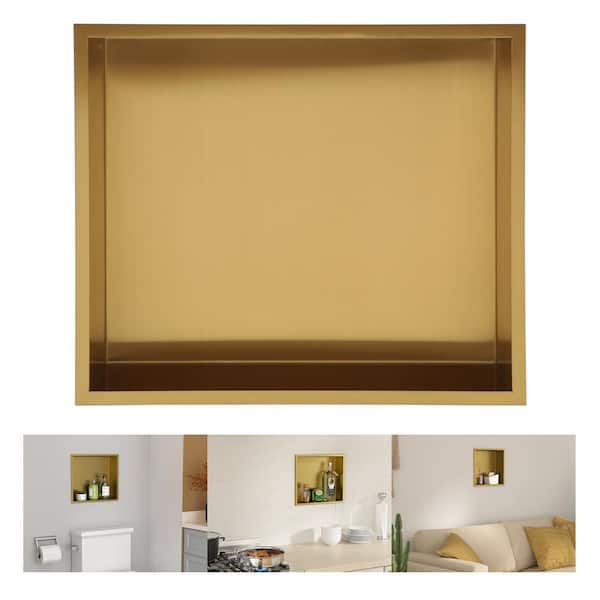 LORDEAR 14 in. W x 3.94 in. H x 12 in. D Single Recessed Shower Niche in Gold