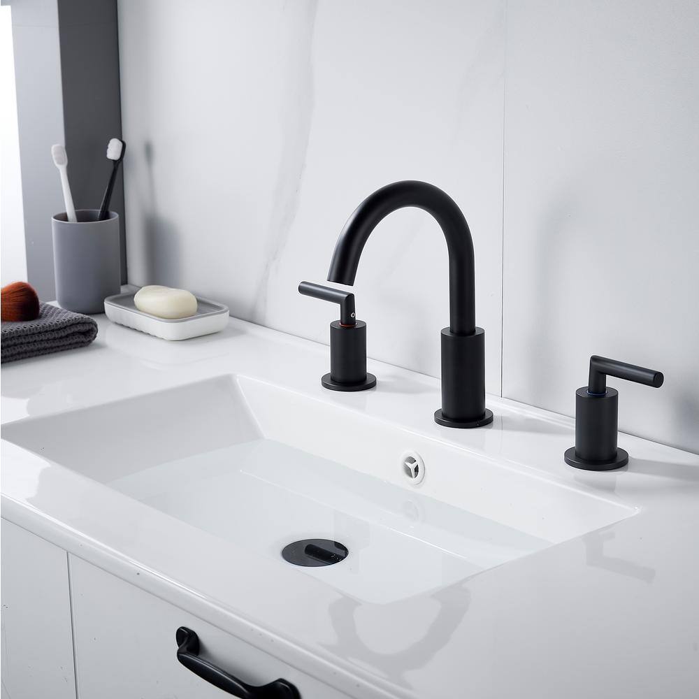 Matte Black Brass 8-inch Widespread Bathroom Faucet