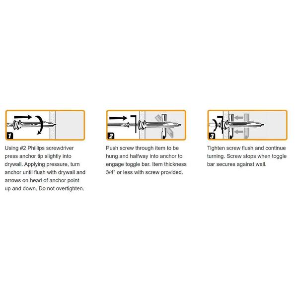E Z Ancor 100 Lbs Philips Pan Head Heavy Duty Toggle Lockself Drilling Drywall Anchors With S 10 Pack 25220 - How To Use Pop Toggle Drywall Anchors