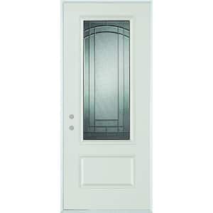 33.375 in. x 82.375 in. Chatham 3/4 Lite 1-Panel Painted Right-Hand Inswing Steel Prehung Front Door