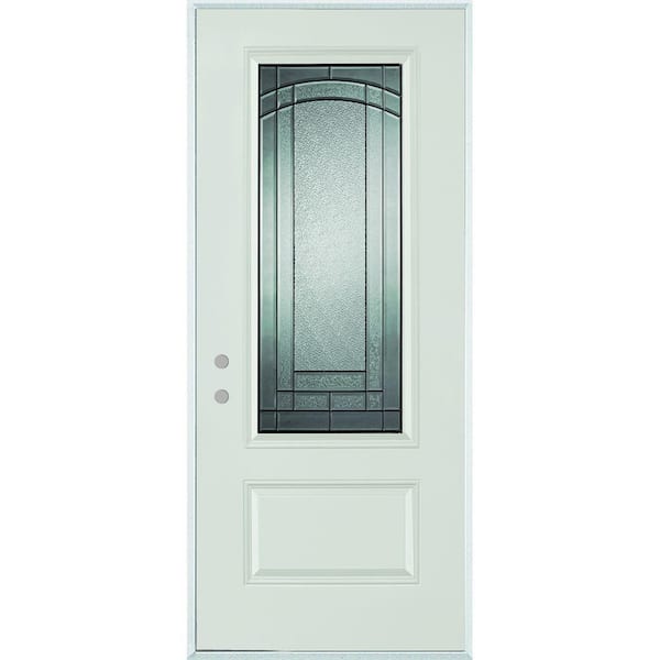 Stanley Doors 33.375 in. x 82.375 in. Chatham 3/4 Lite 1-Panel Painted Right-Hand Inswing Steel Prehung Front Door