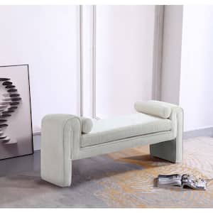 Concord Ivory 59 in. Modern Chenille Upholstered Bedroom Bench