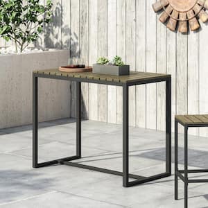Elkhart Grey and Black Rectangle Wood and Metal 40.25 in. Outdoor Accent Table