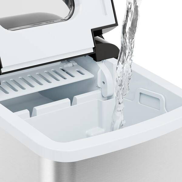 Chefman Iceman 26-lb Flip-up Door Countertop or Portable Nugget Ice Maker  (Stainless Steel) in the Ice Makers department at