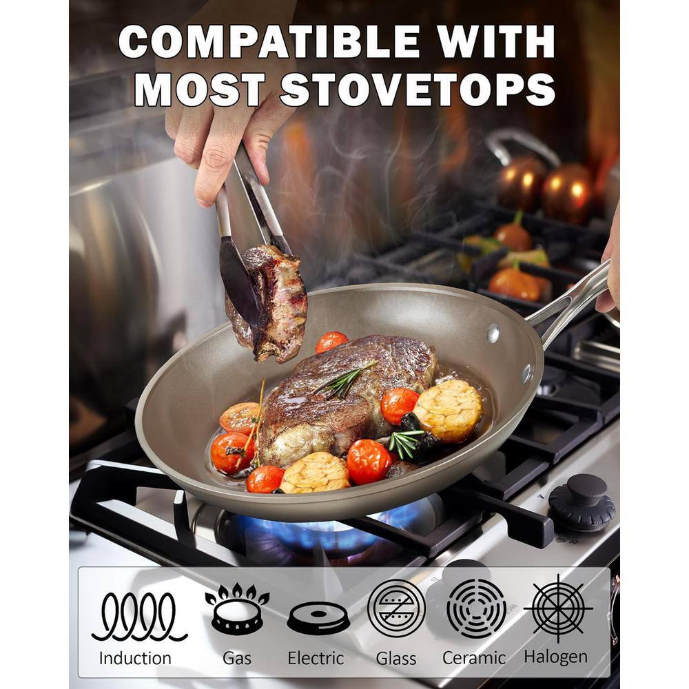 10.5-Inch Bronze Aluminum Ceramic Nonstick Frying Pan
