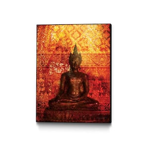 "Buddha Gold" by Daniel Stanford Framed Abstract Wall Art Print 24 in. x 36 in.