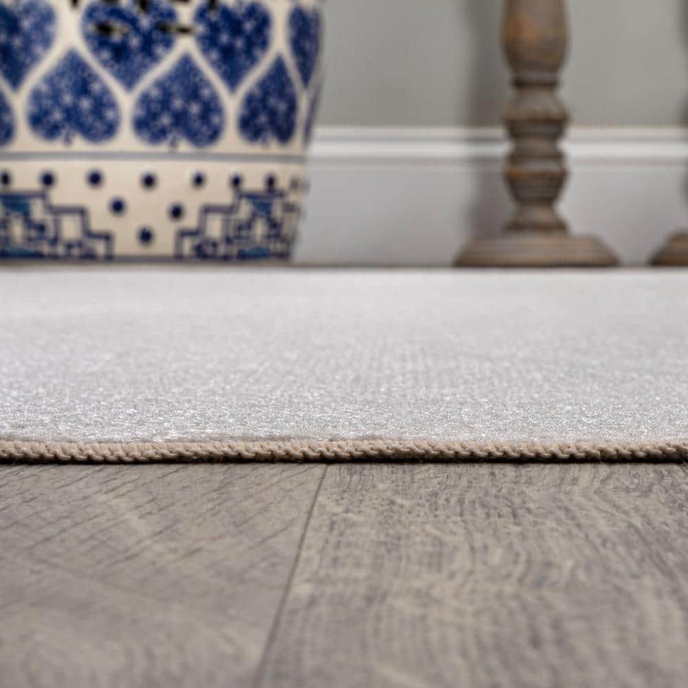 Light Gray 8' x 10' Solid Synthetic Washable Area Rug