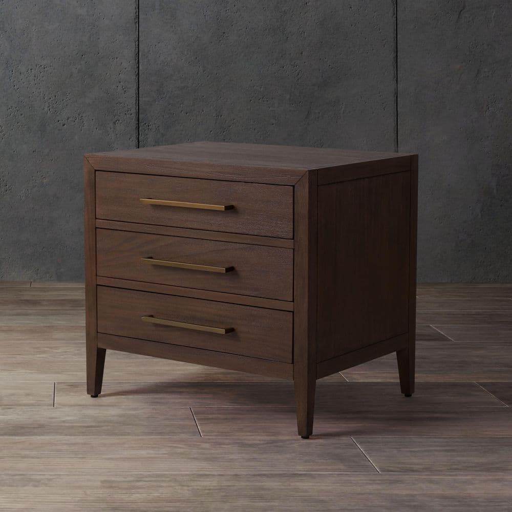 Ariella Brown 3 Drawer Nightstand