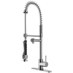 Zurich Single-Handle Pull-Down Sprayer Kitchen Faucet with Deck Plate in Stainless Steel