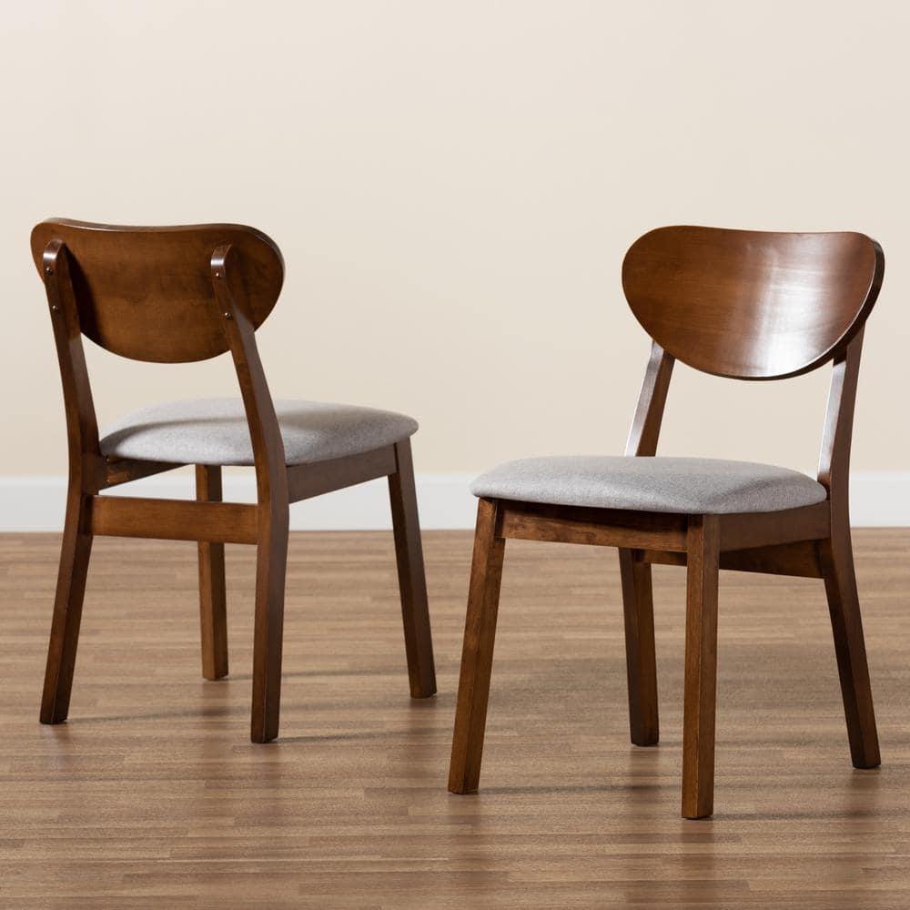 Damara Gray and Walnut Brown Fabric Upholstered Dining Chair Set