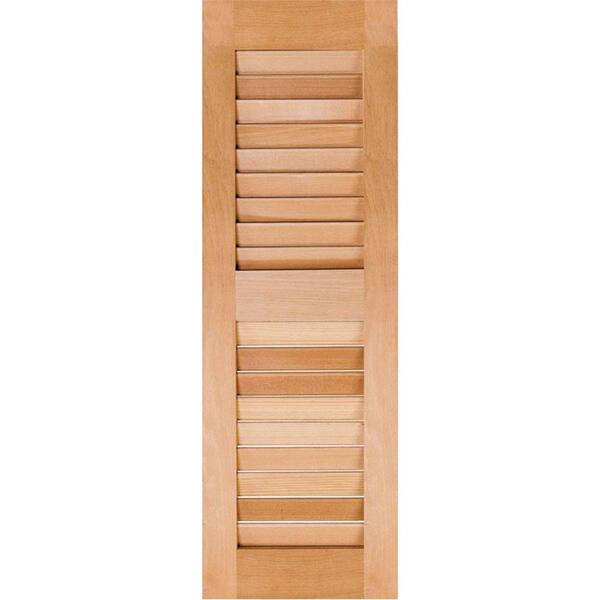 Ekena Millwork 18 in. x 39 in. Exterior Real Wood Pine Open Louvered Shutters Pair Unfinished
