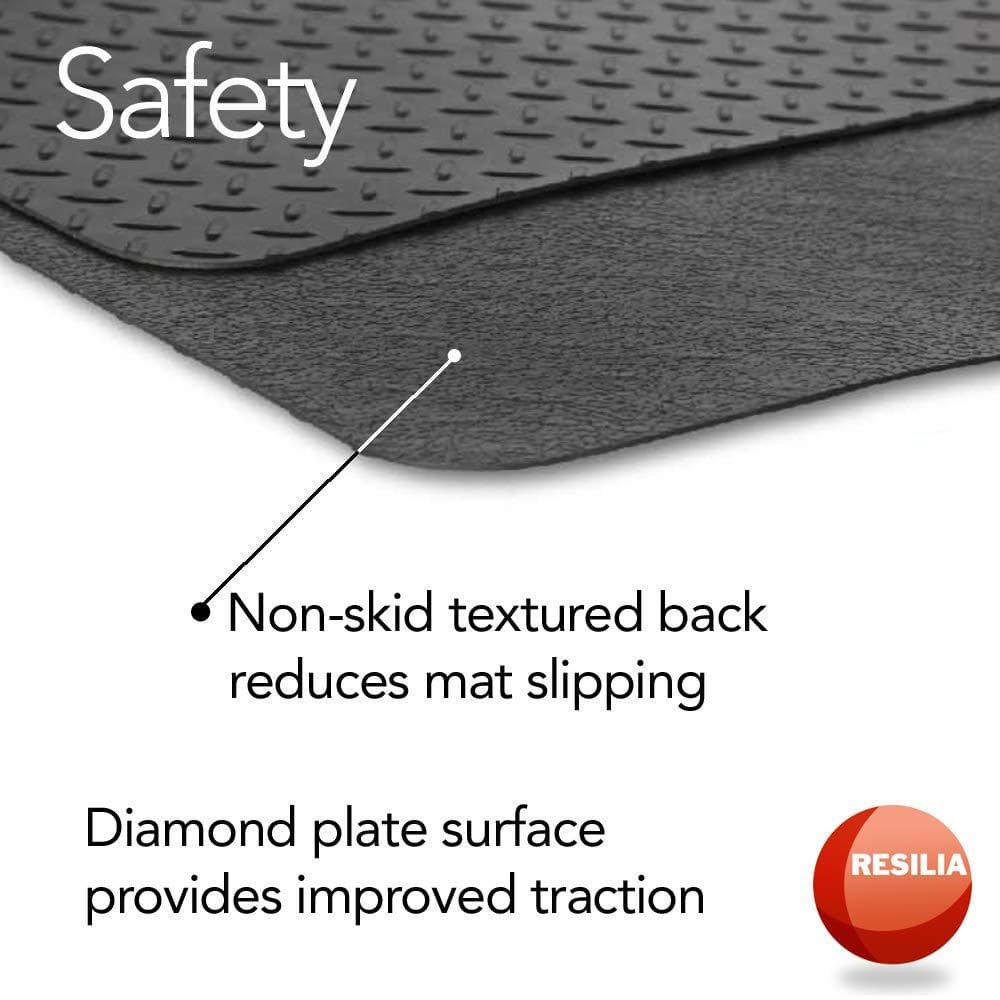 Silver Diamond Plate Heavy-Duty Grill Mat 57" x 47"