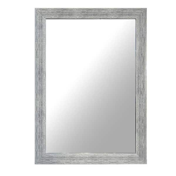 Unbranded 30 in. W x 42 in. H Rectangle Mirror with Silver Polyresin Frame for Wall Decor, Bedroom, Living Room, Dorm or Entryways