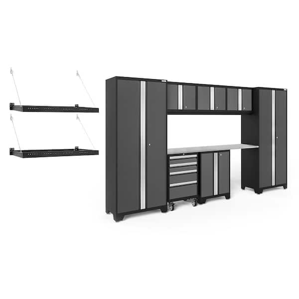 NewAge Products Bold Series 132 in. W x 76.75 in. H x 18 in. D 24-Gauge Steel Garage Cabinet Set in Gray (8-Piece)