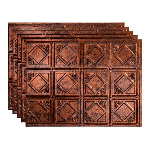 Fasade 18 in. x 24 in. Traditional # 4 Vinyl Backsplash Panel in Moonstone Copper (Pack of 5)