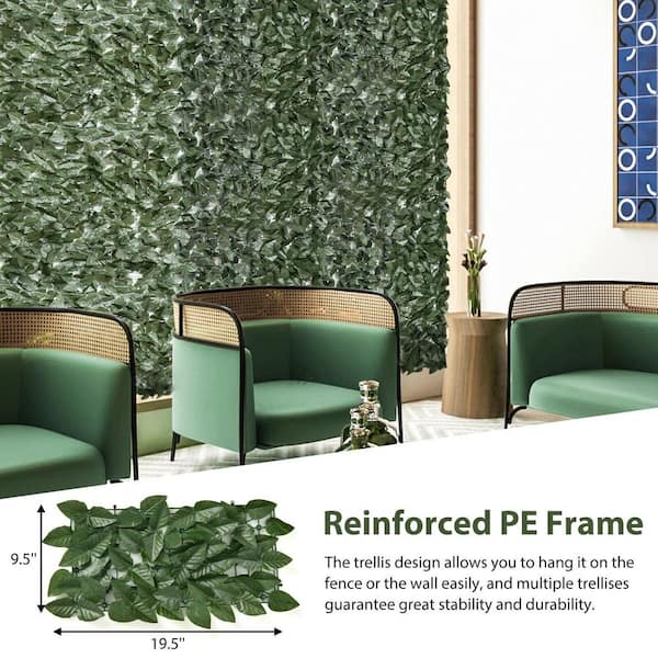 118 in. x 39.4 in. Faux Ivy Privacy Fence Wall Screen, Faux Hedge