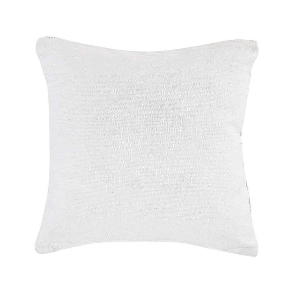 Ivory and Tan Striped Jute Cotton 20" Square Throw Pillow