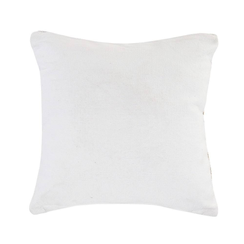 Ivory and Tan Striped Jute Cotton 20" Square Throw Pillow