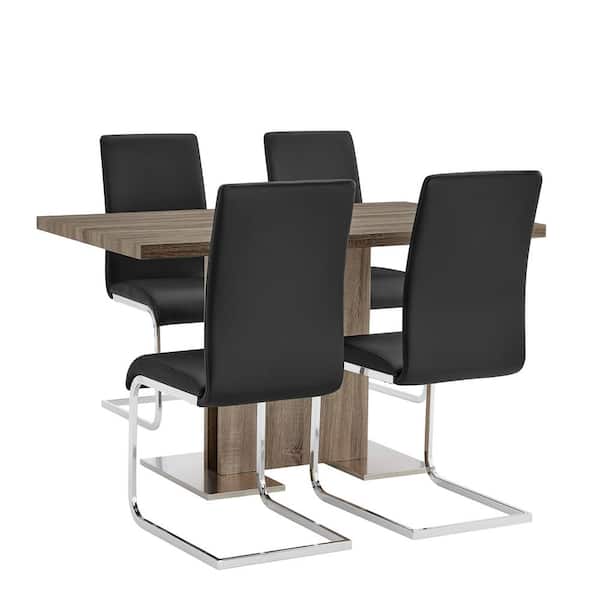 Armen Living Zenith and Amanda 5-Piece Black Rectangular Dining Set