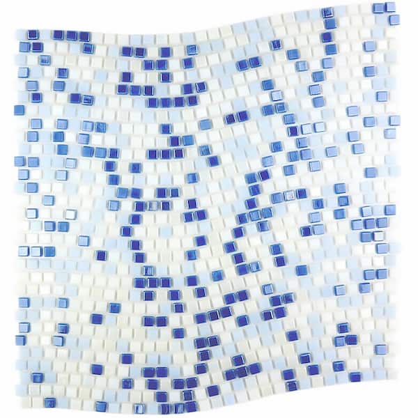 ABOLOS Galaxy Iridescent White & Blue 11.7 in. x 11.7 in. Square Mosaic Glass Wall Pool Floor Tile (1 Sq. Ft./Piece)