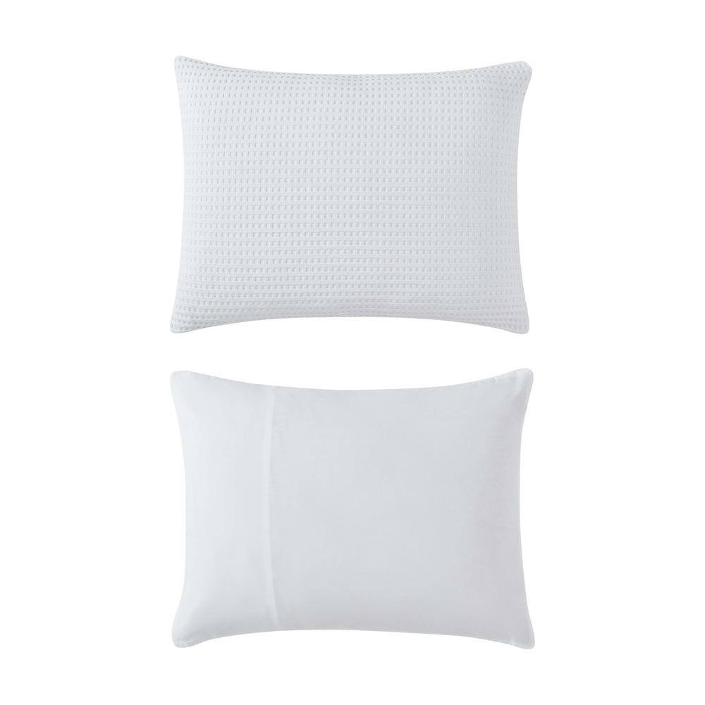 White Full Microfiber Reversible Waffle Comforter Set