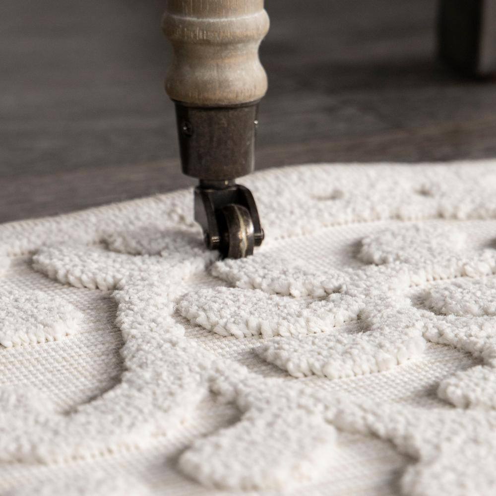 Natural Floral Rectangular Synthetic Indoor/Outdoor Rug