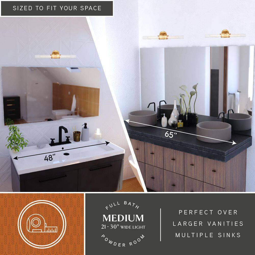 Webster Natural Brass Cylinder Dimmable Vanity Light