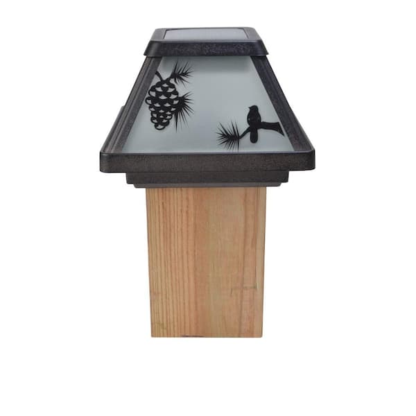 Moonrays Northwood's Glass Silhouette Solar Outdoor Integrated LED Post Cap Deck Light