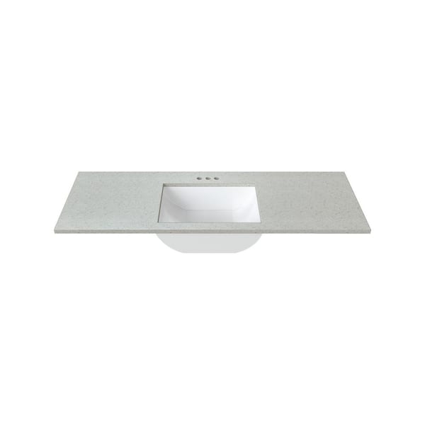 J COLLECTION 55 in. W x 22 in. D Cultured Marble Rectangular Undermount Single Basin Vanity Top in Silver Stream