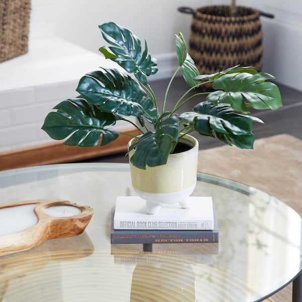 16 in. H Monstera Artificial Plant with Realistic Leaves and Black Plastic Pot