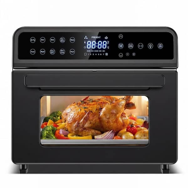 23.3 qt. 10-Function-in-1 Stainless Steel Countertop Air Fryer Toaster Oven with Rotisserie, LCD Digital Screen