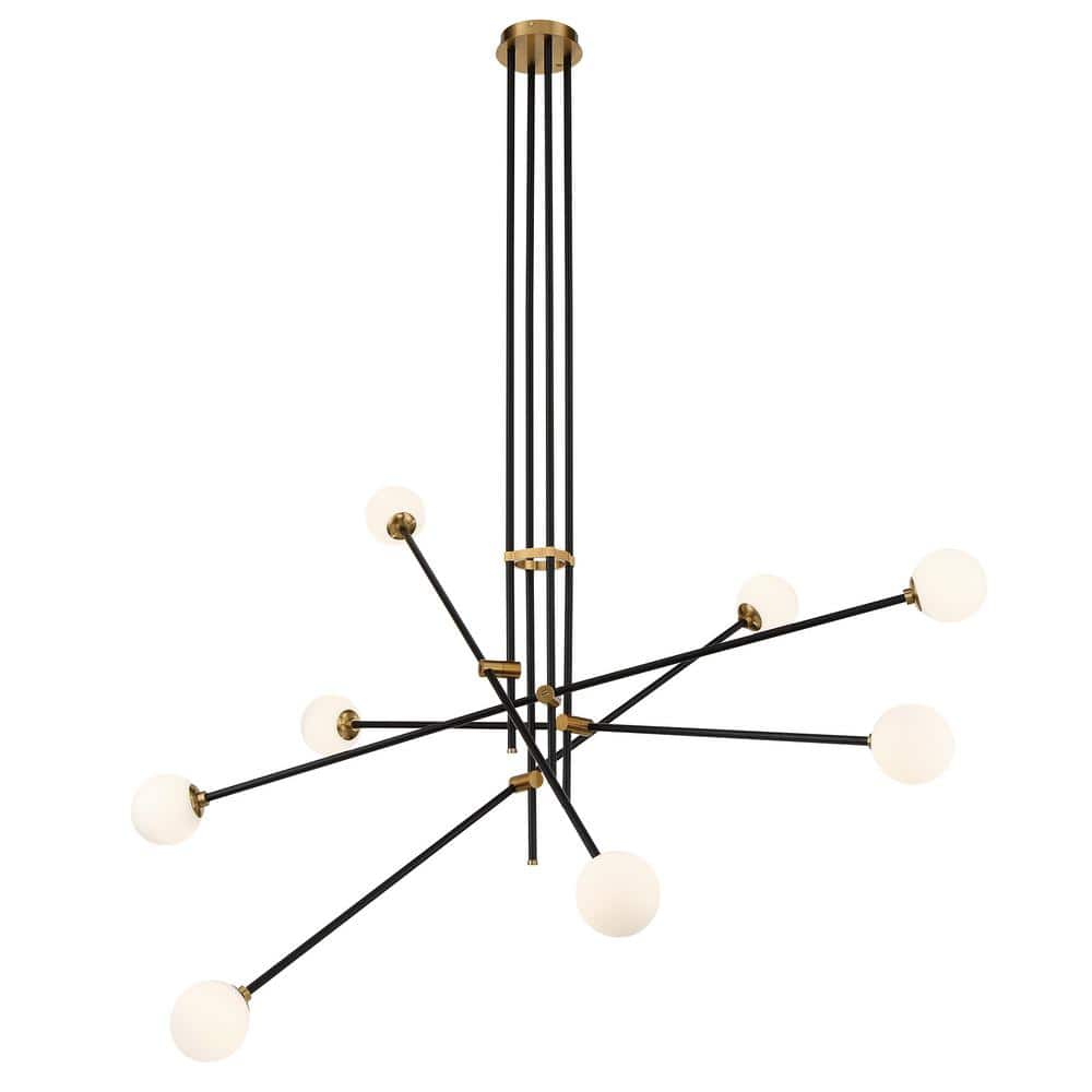 George Kovacs Cosmet 8-Light Black and Aged Brass Chandelier with ...