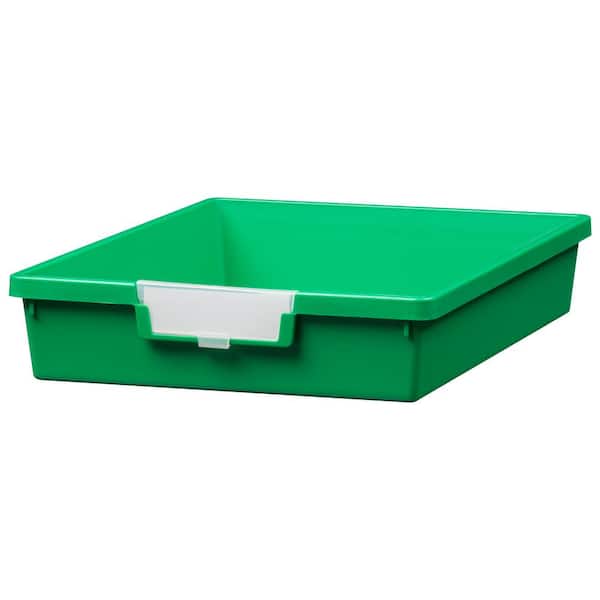 Unbranded 6 Gal. 3 in. Slim Line Single Depth Storage Tote in Primary Green (Pack of 3)