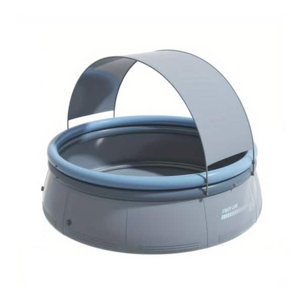 Zeus & Ruta 8 ft. Round 26 in. Outdoor Backyard Inflatable Swimming Pool, Aqua Gray