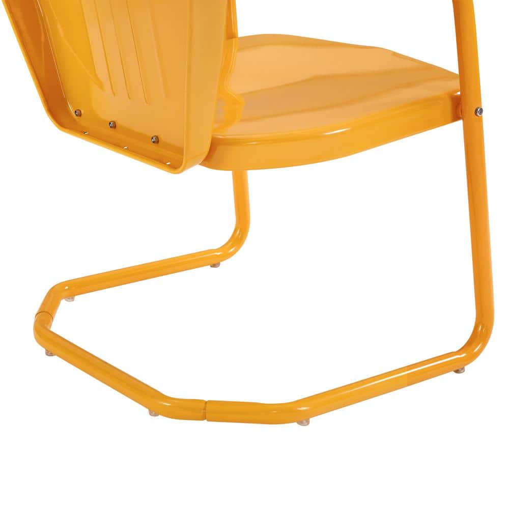 Griffith Tangerine Gloss Steel Outdoor Armchair with Decorative Grooves