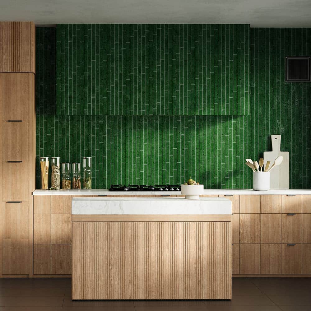 Emerald Green Crackled Ceramic Subway Wall Tile