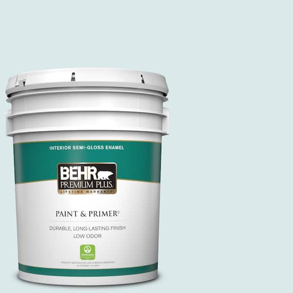 BEHR PREMIUM PLUS 5 gal. #540E-1 Wave Crest Semi-Gloss Enamel Low Odor Interior Paint & Primer