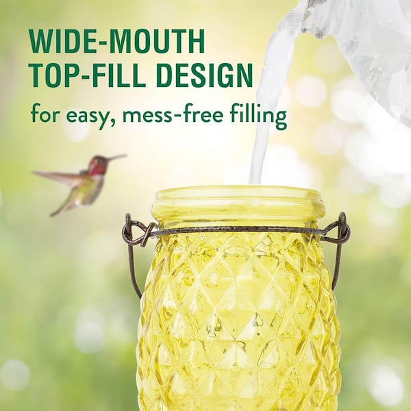 Pineapple Top-Fill Decorative Glass Hummingbird Feeder - 28 oz. Capacity