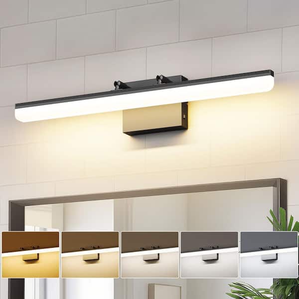 23.82 in. 1-Light Black LED Bathroom Vanity Light Bar with 5-CCT Adjustable Switch